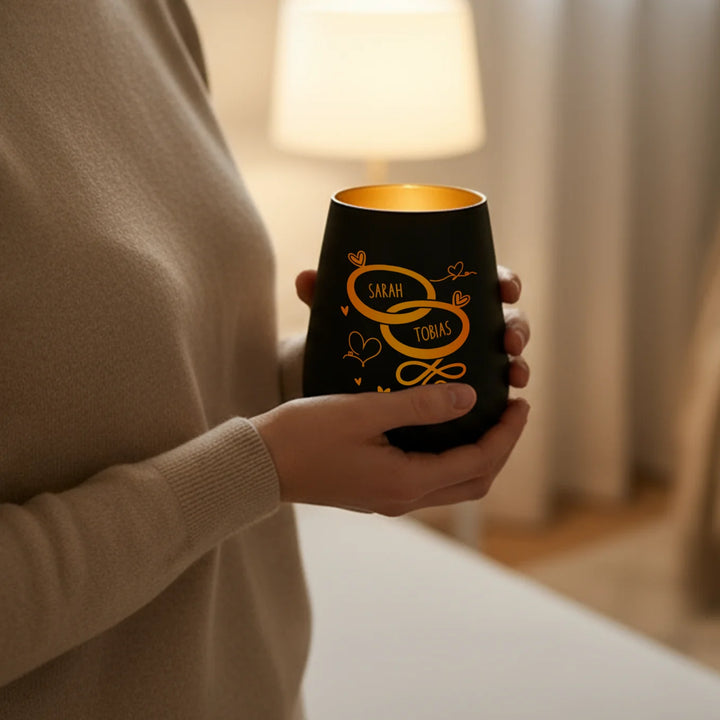 Personalisiertes Windlicht "Ringe"