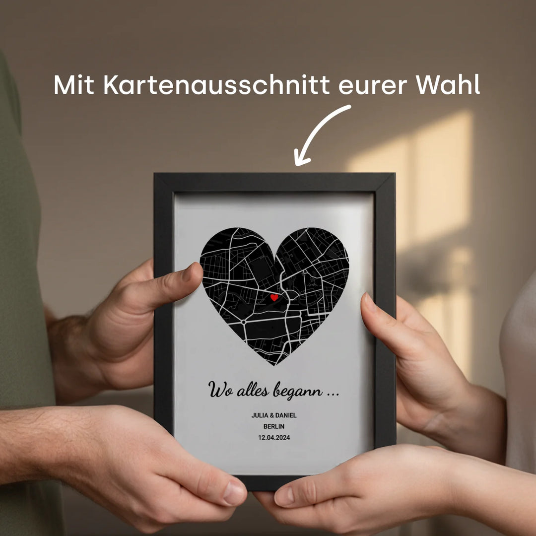 LED Bilderrahmen mit personalisiertem Bild "Wo alles begann"