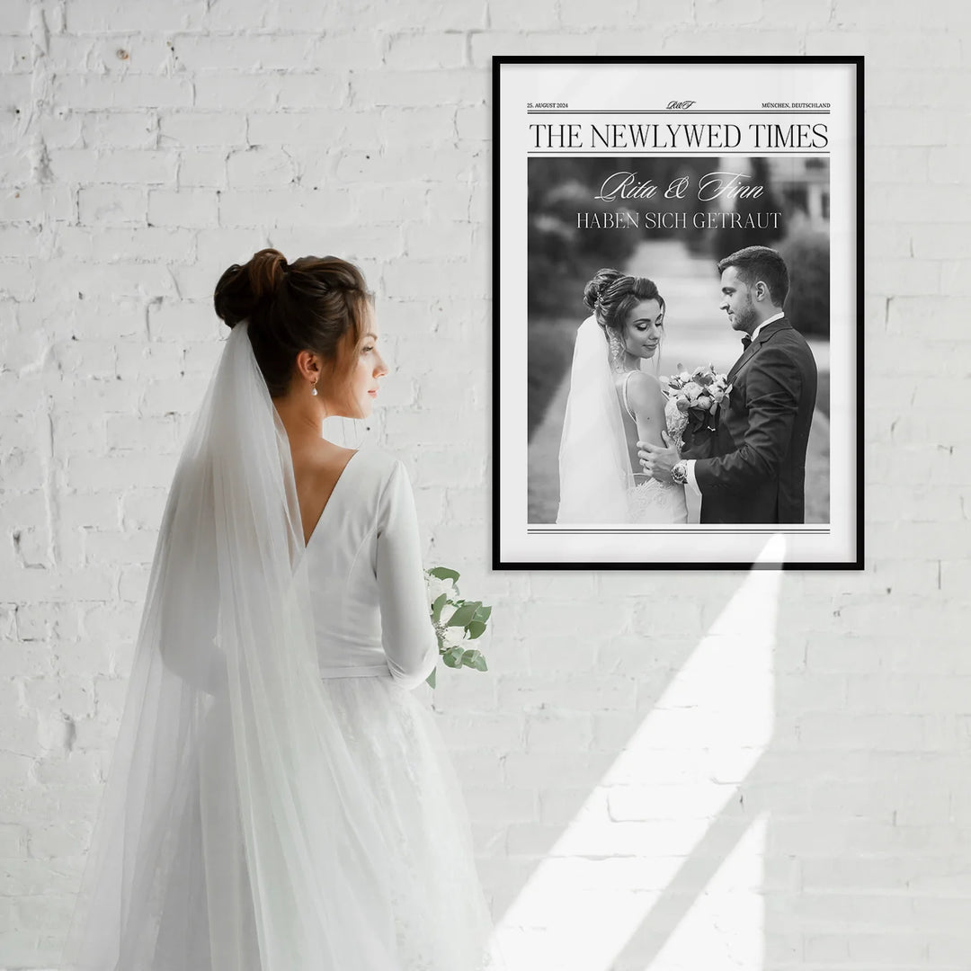 Personalisiertes Poster "Hochzeit Zeitungsartikel"