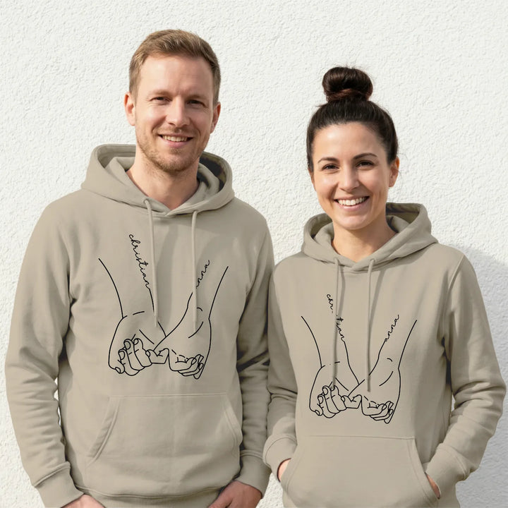 Personalisierte Partnerlook Hoodies "Hand in Hand"