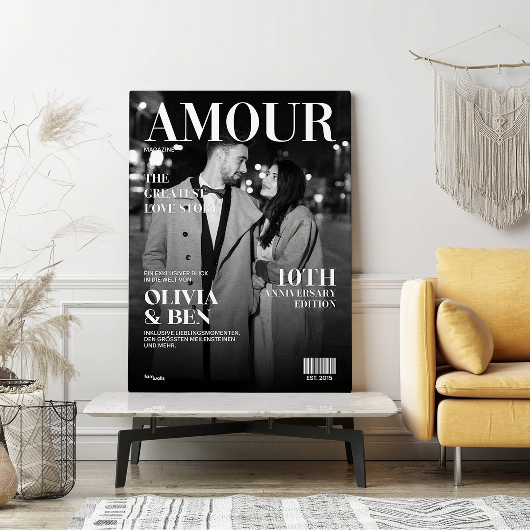 Personalisierte Leinwand "Couple Magazine"