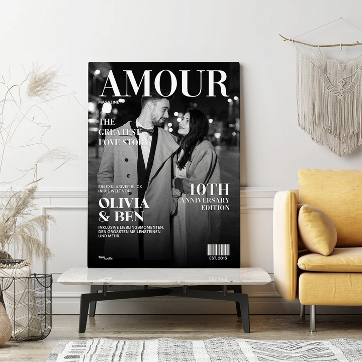 Personalisierte Leinwand "Couple Magazine"