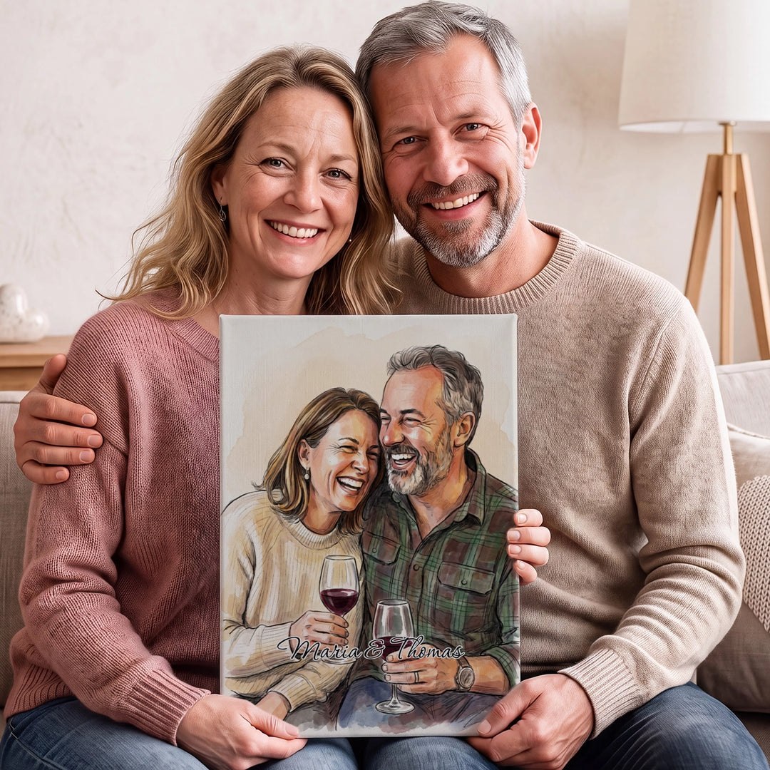 Personalisierte Leinwand "Wasserfarben Couple"