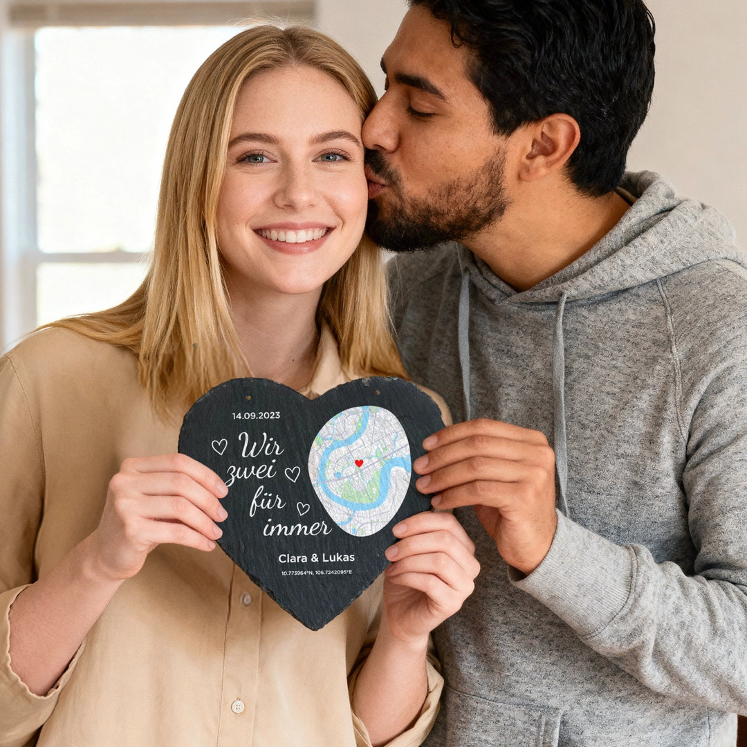 Personalisierte Schieferplatte "Wo alles begann"