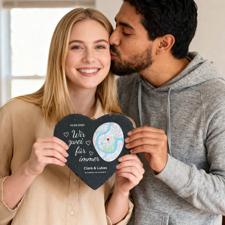 Personalisierte Schieferplatte "Wo alles begann"