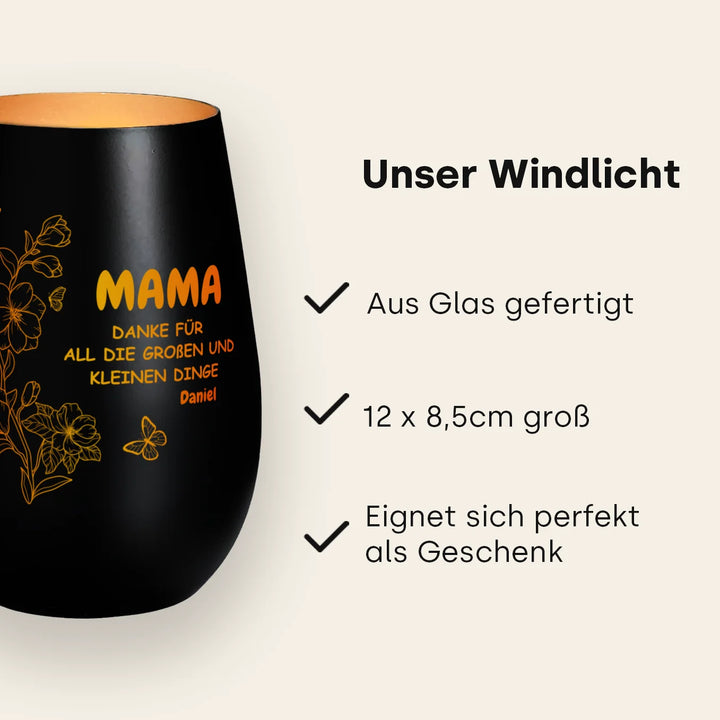 Personalisiertes Windlicht “Danke Mama”