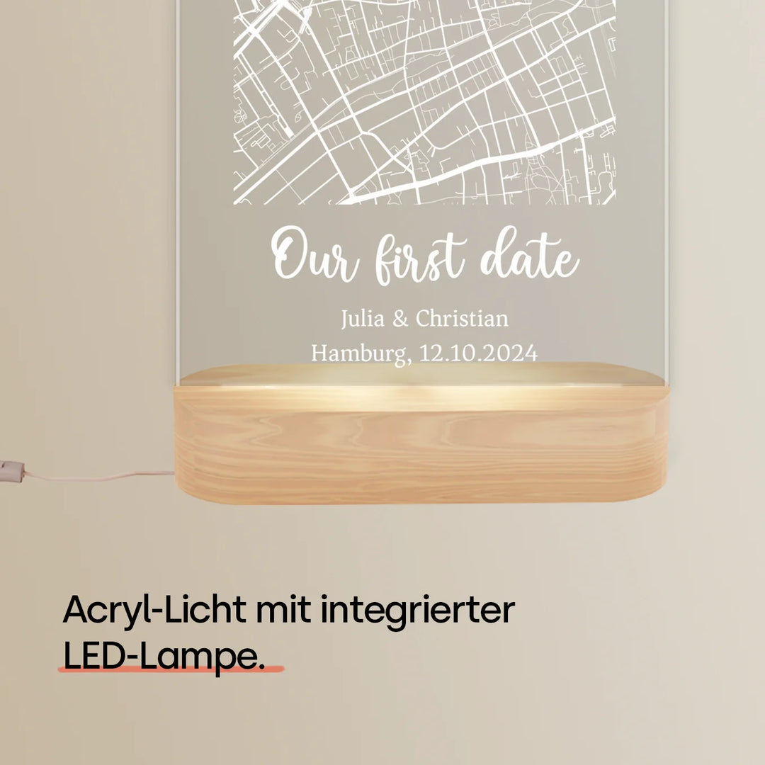 Personalisiertes Acryl-Licht "Herzensort" | Nachtlicht, Dekolicht, Glowlight