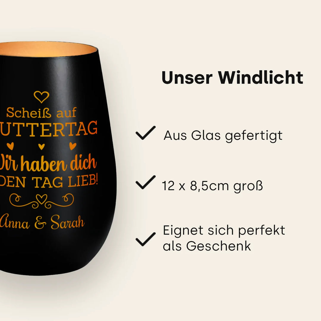 Personalisiertes Windlicht “Scheiss auf Muttertag”
