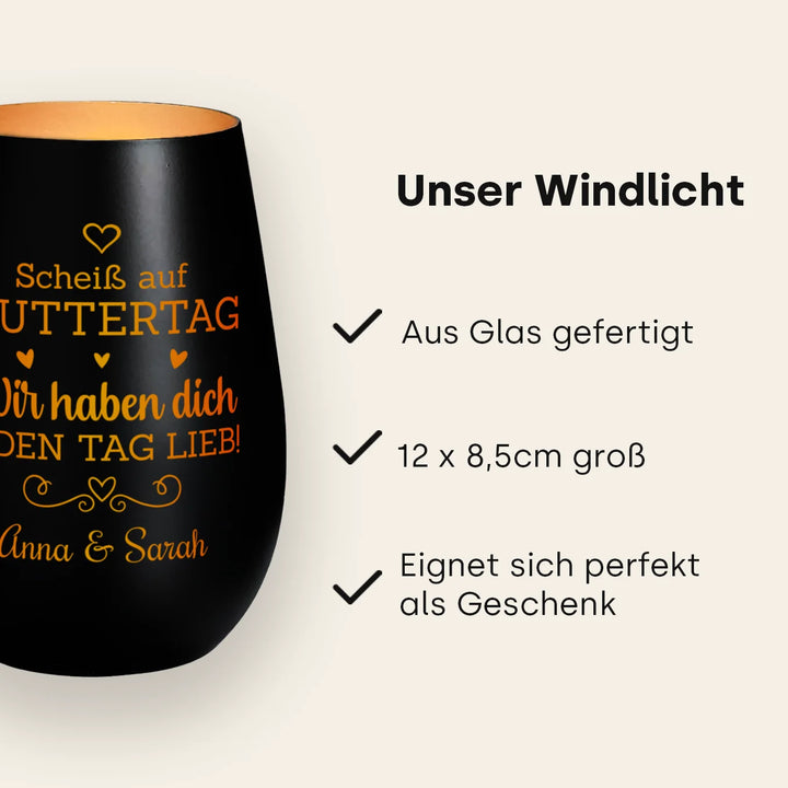 Personalisiertes Windlicht “Scheiss auf Muttertag”