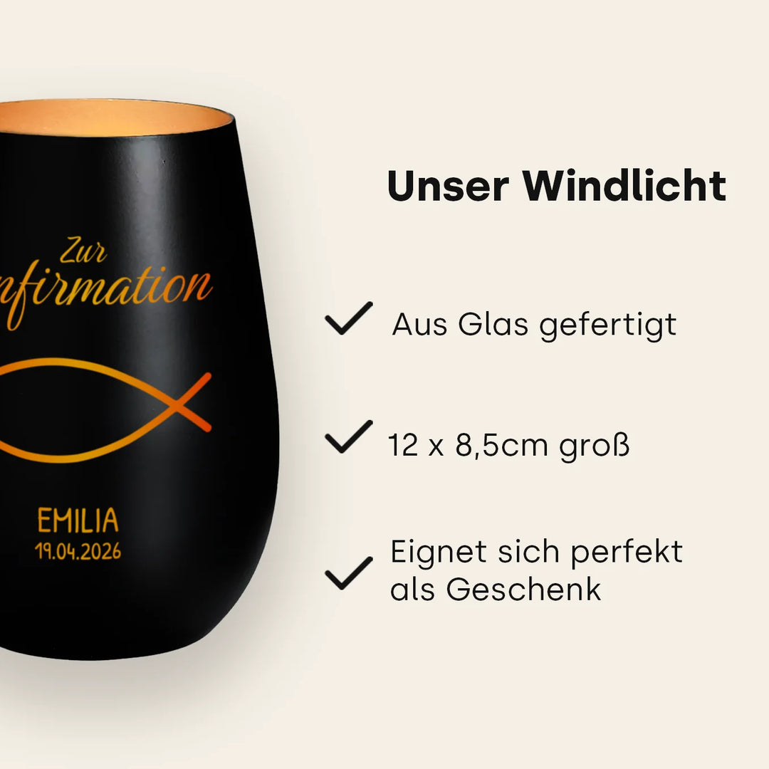 Personalisiertes Windlicht “Konfirmation”