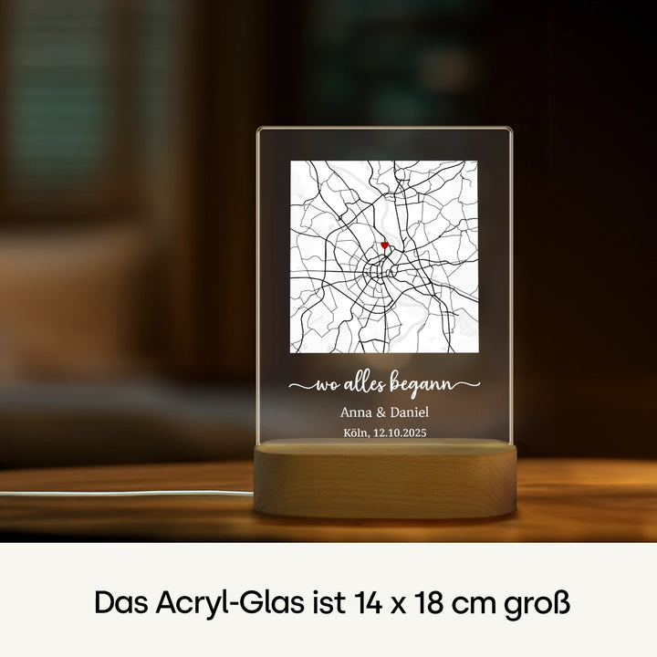 Personalisiertes Acryl-Licht "Herzensort" | Nachtlicht, Dekolicht, Glowlight