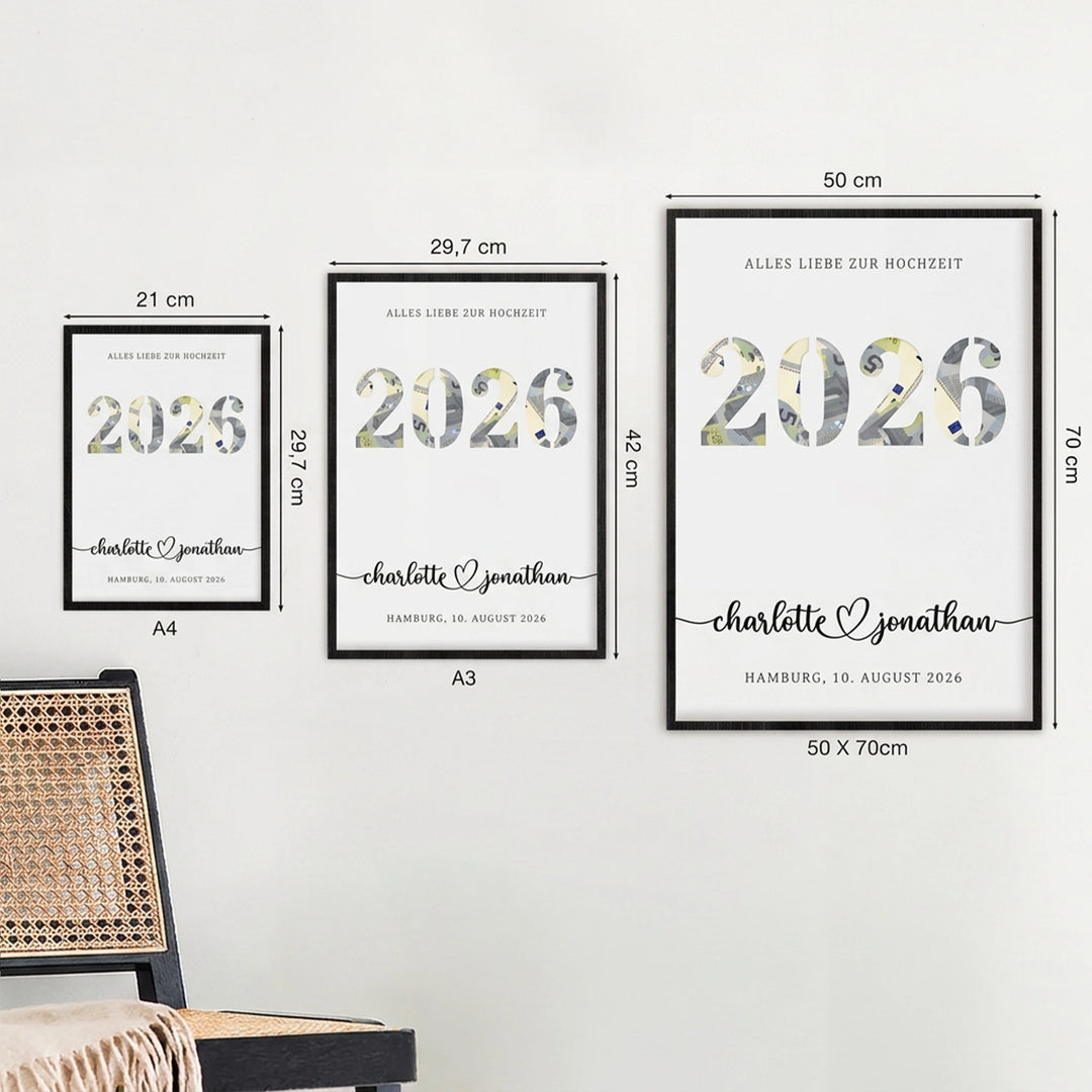 Personalisiertes Geldgeschenk zur Hochzeit "2026"