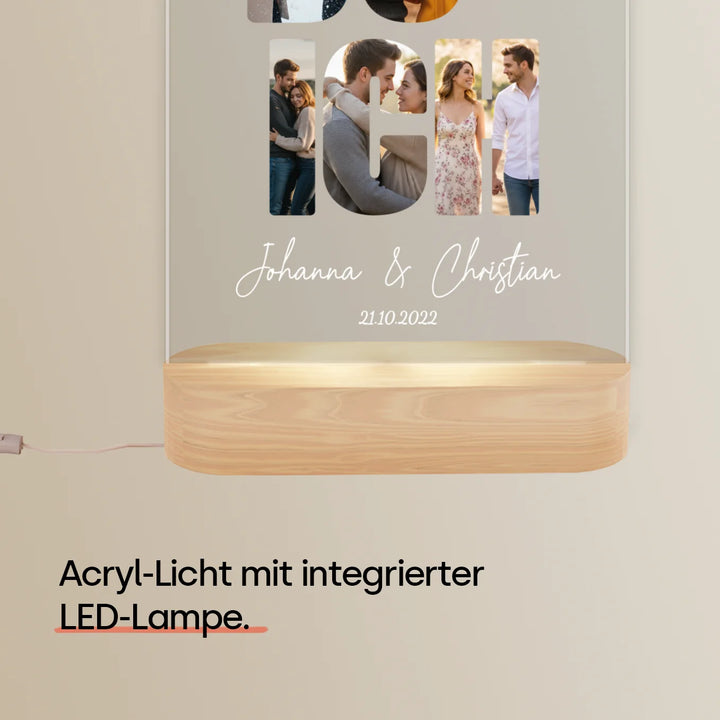 Personalisiertes Acryl-Licht "Du & Ich" | Nachtlicht, Dekolicht, Glowlight
