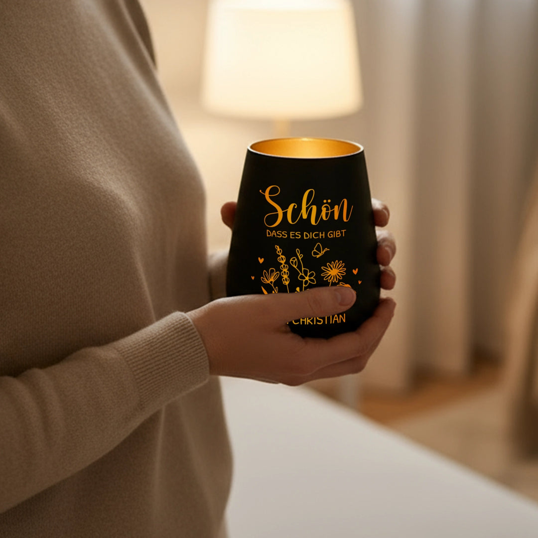 Personalisiertes Windlicht "Schön, dass es dich gibt"