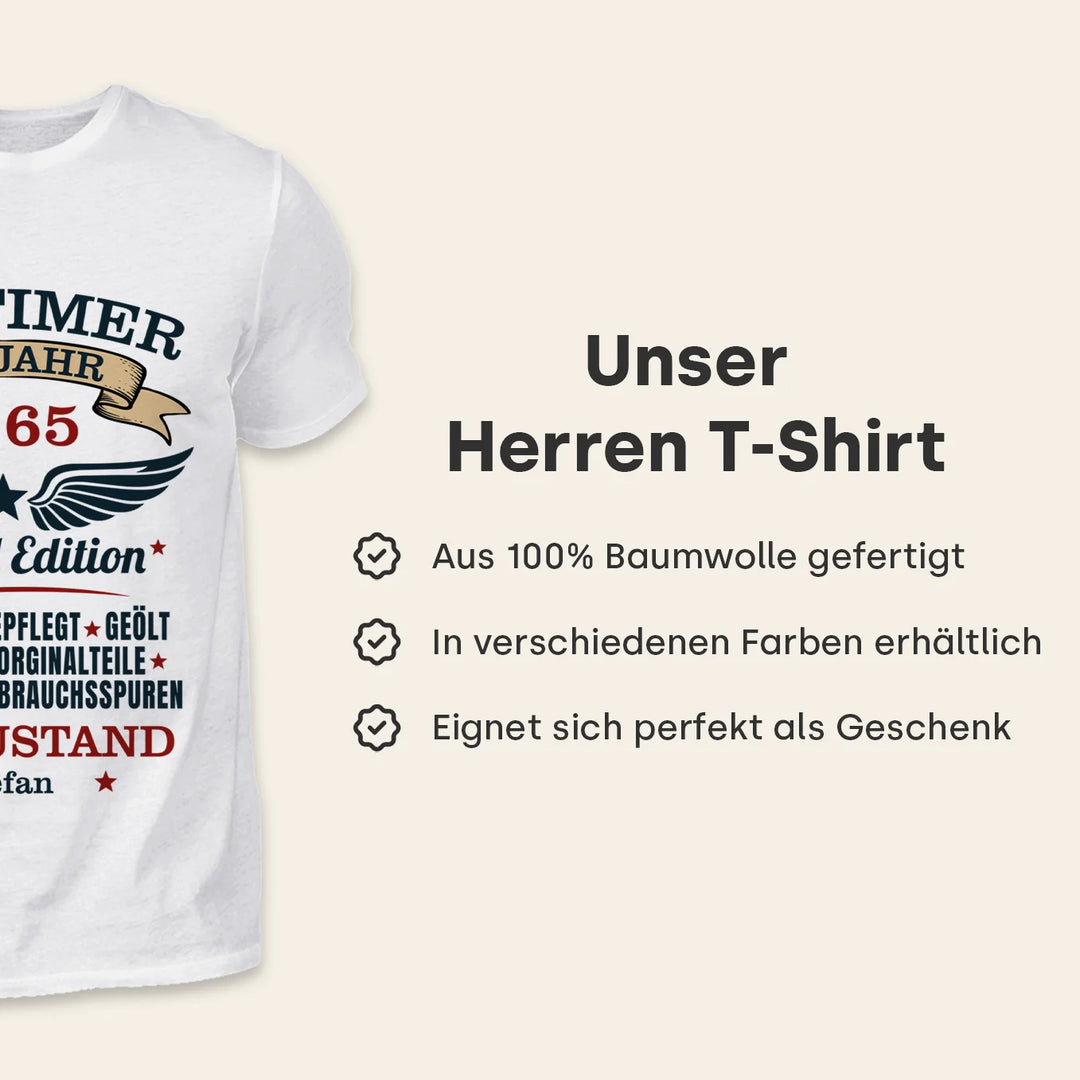 Infografik Oldtimer-T-Shirt: 100 % Baumwolle, verschiedene Farben wählbar
