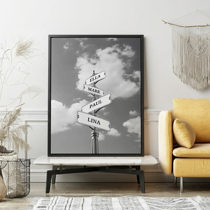 Leinwand ''Vintage Straßenschild für Familien''