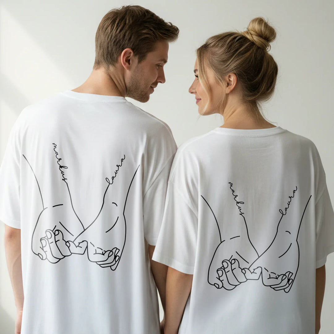 Personalisierte Partnerlook Oversized T-Shirts "Hände"