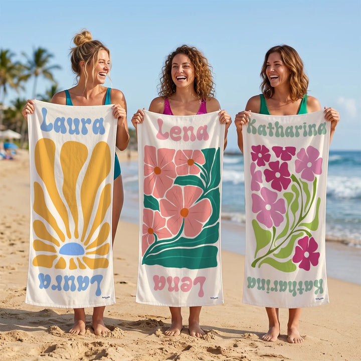 Personalisiertes Badehandtuch "Blumen"