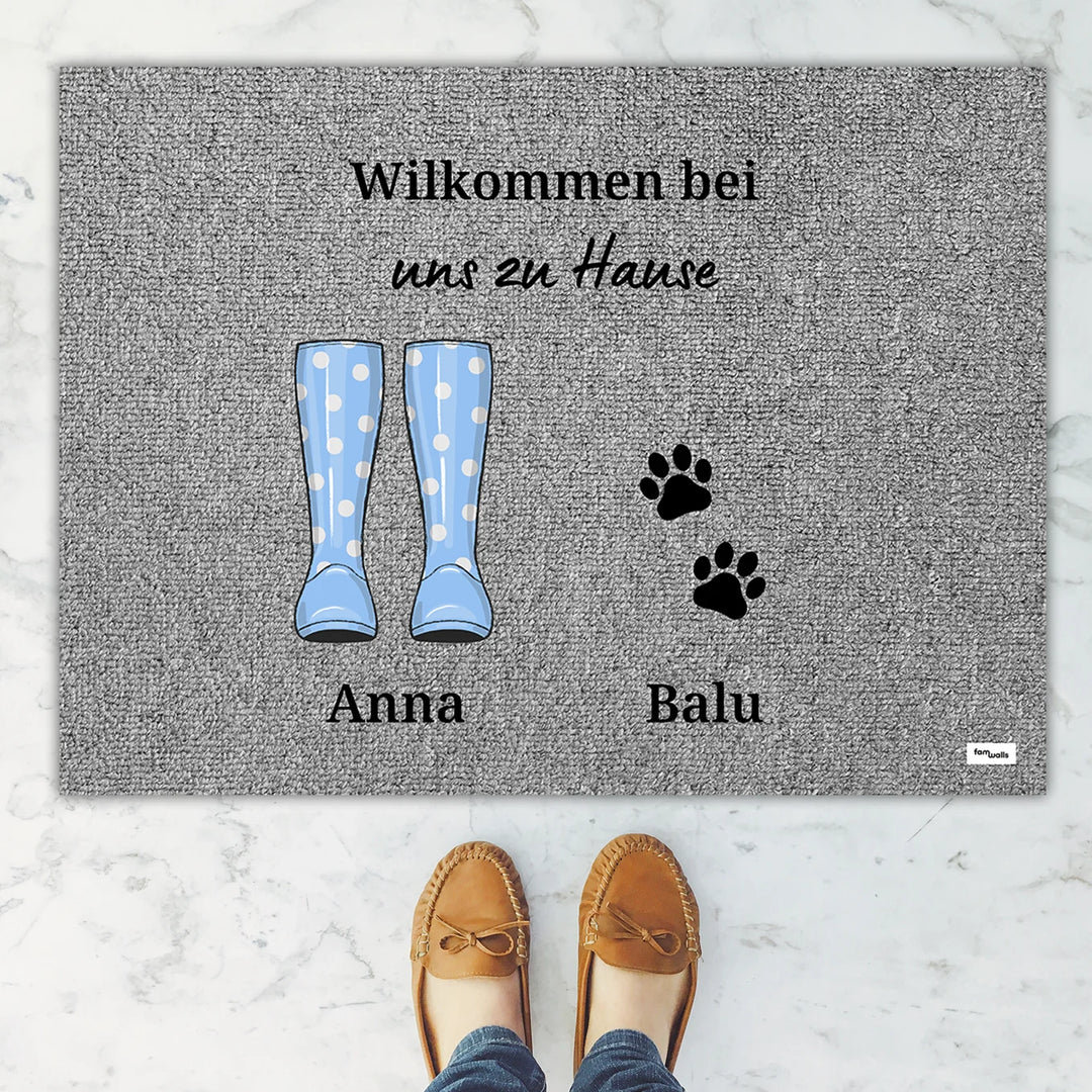 Personalisierte Fußmatte "Gummistiefel"