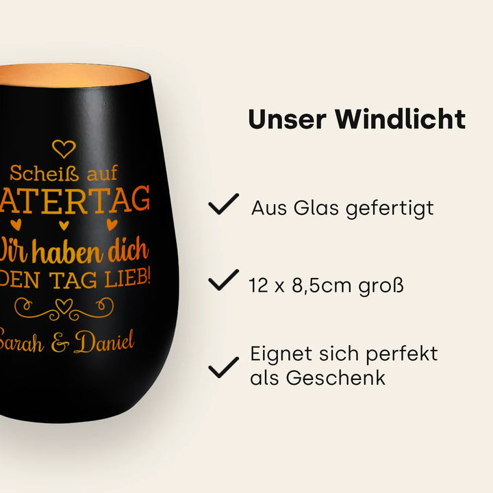 Personalisiertes Windlicht "Scheiß auf Vatertag”