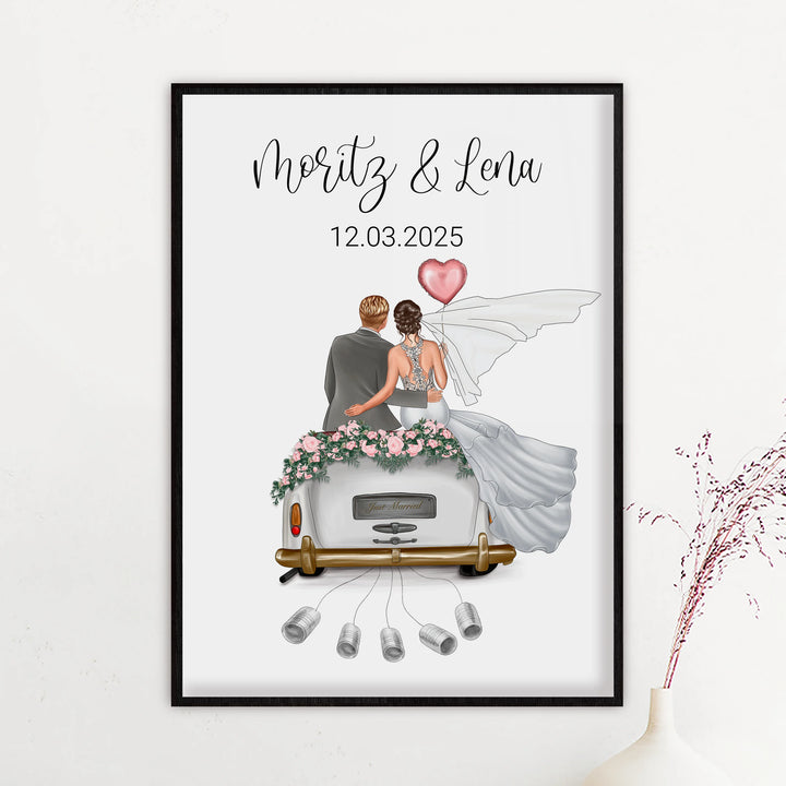 "Just Married" - Personalisiertes Poster als Geldgeschenk