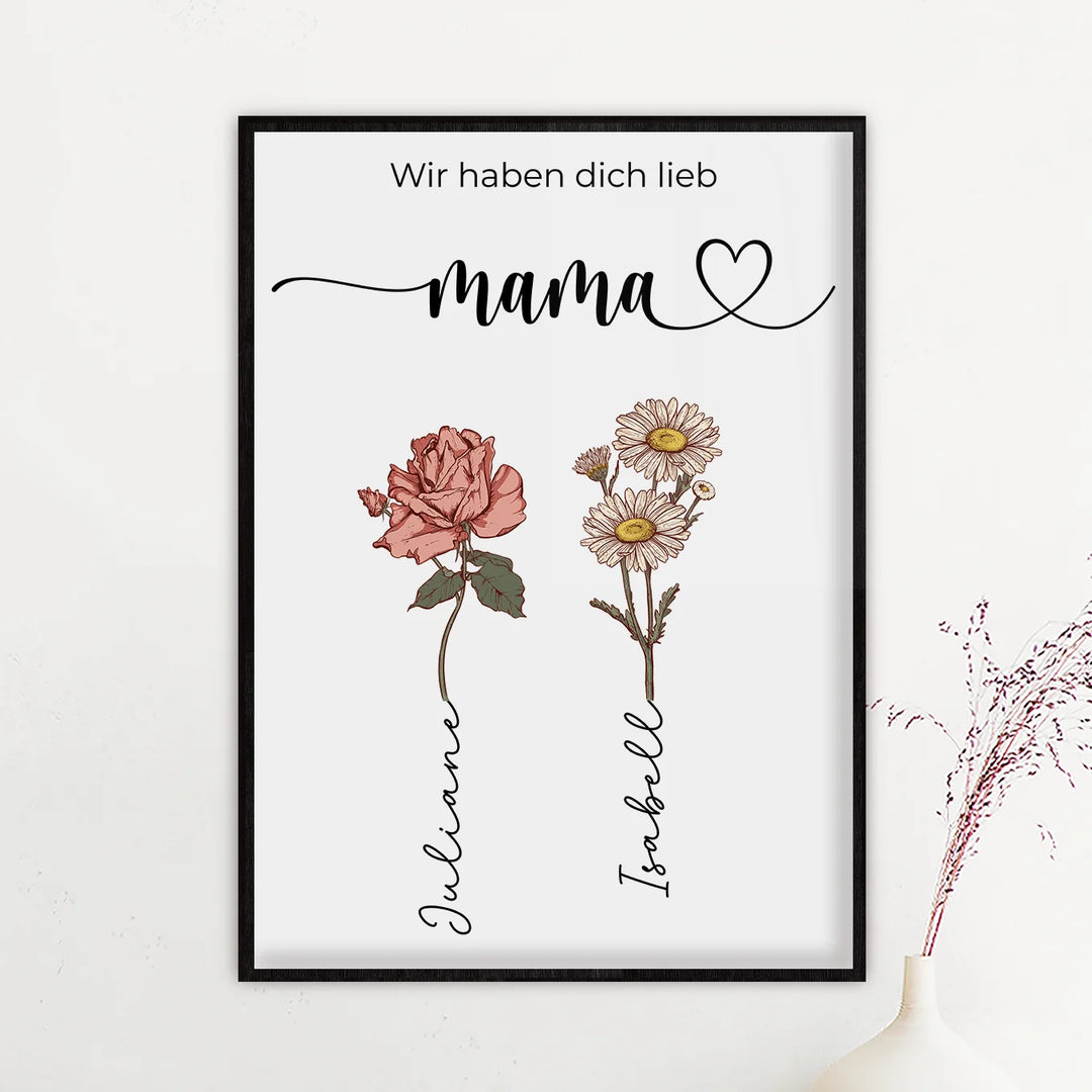 Personalisiertes Poster "Blumen für Mama"