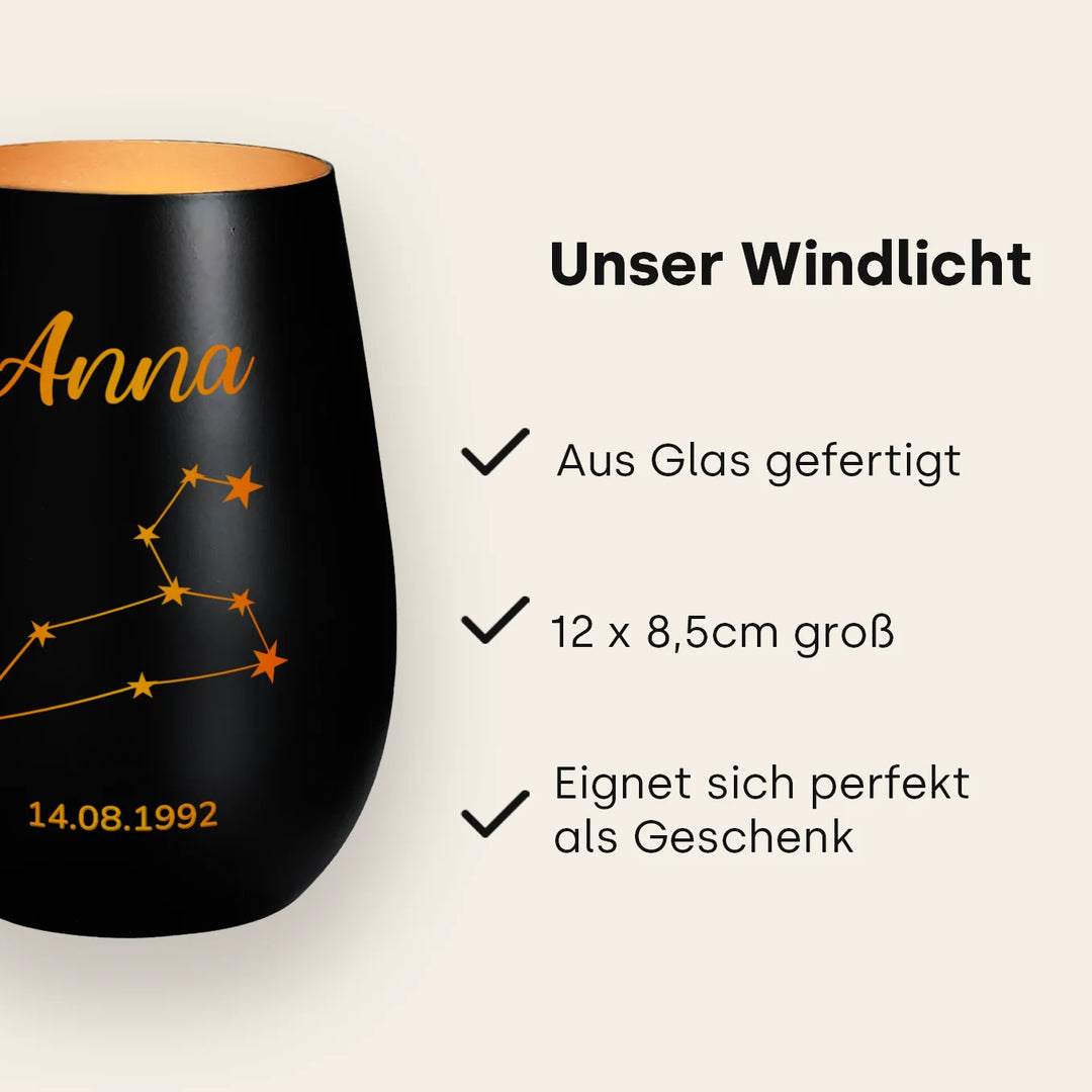 Personalisiertes Windlicht "Sternzeichen"