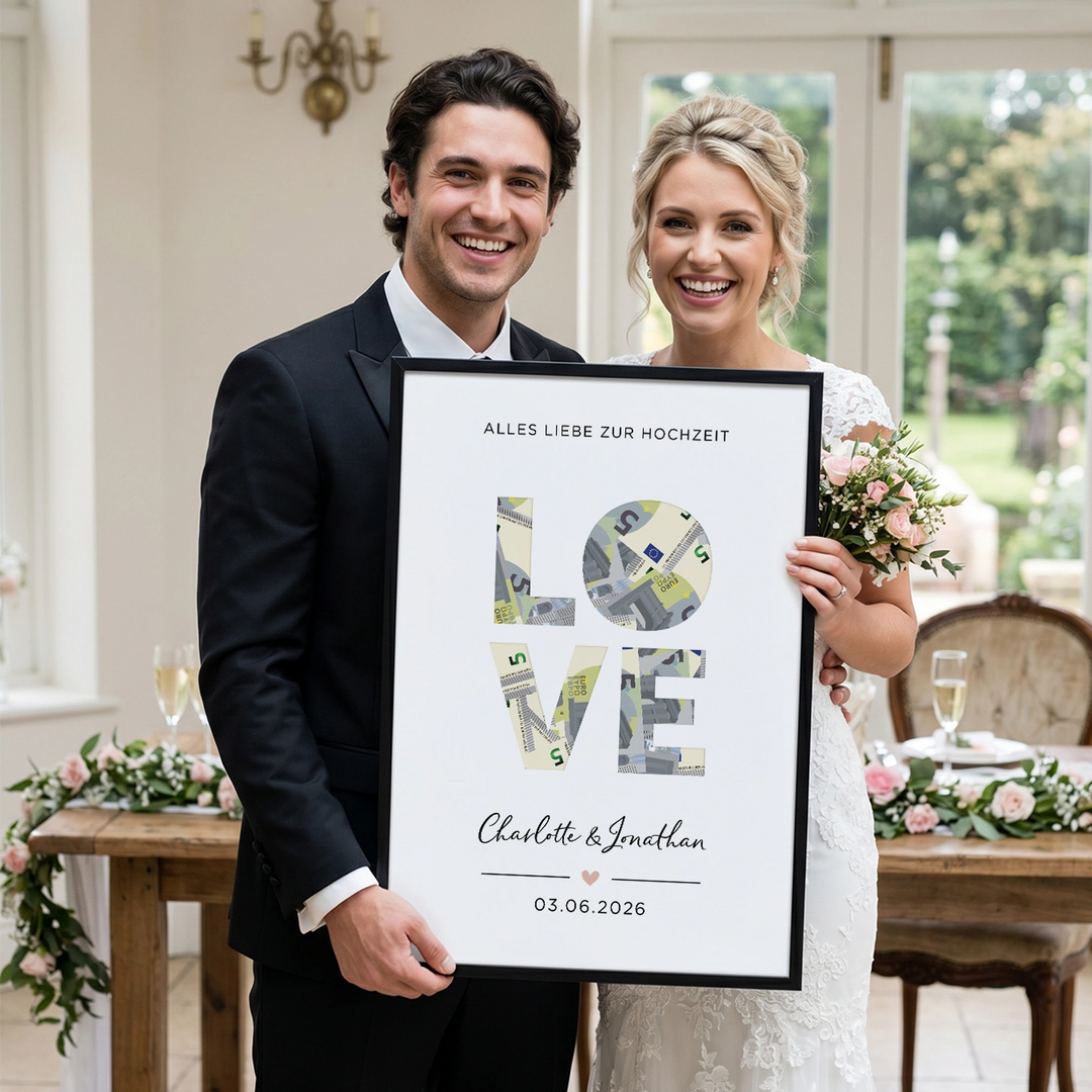 Personalisiertes Geldgeschenk zur Hochzeit "Love"