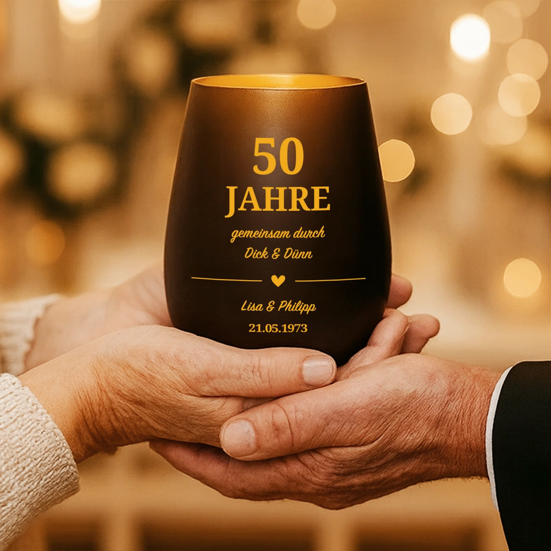 Personalisiertes Windlicht "Goldene Hochzeit"