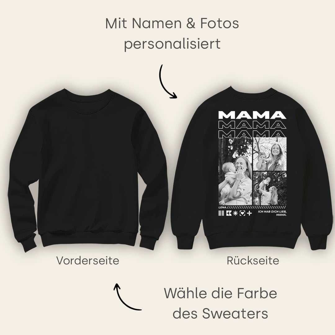 Personalisierter Sweater "Mama" mit Fotos