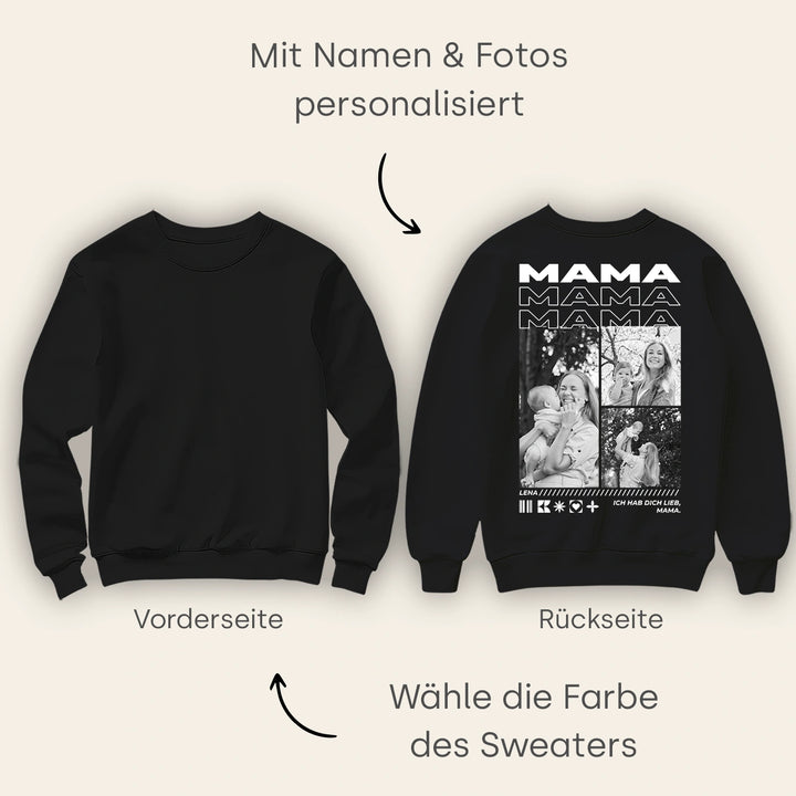 Personalisierter Sweater "Mama" mit Fotos