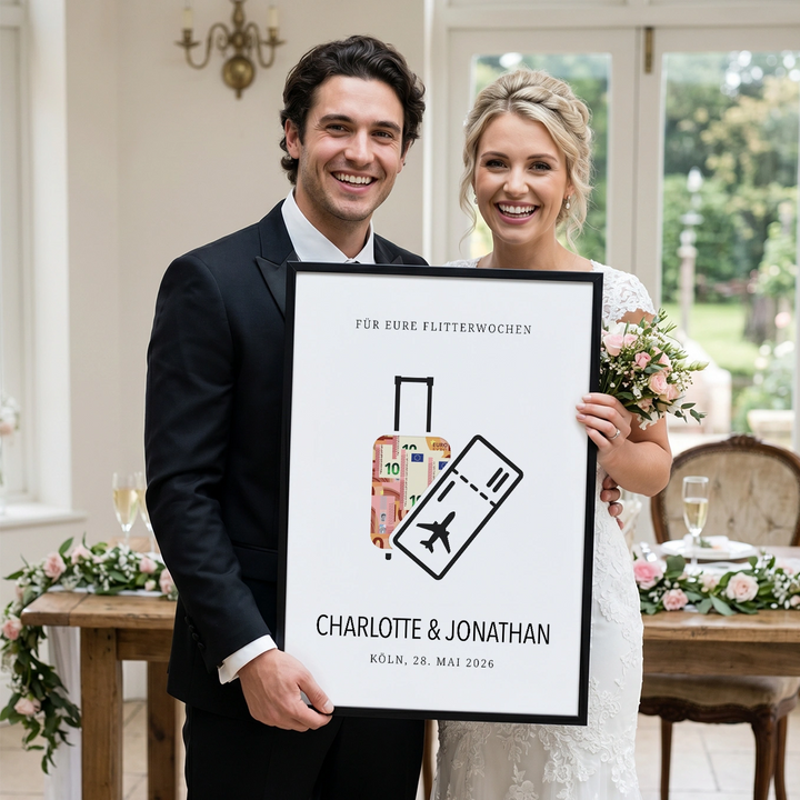 Personalisiertes Geldgeschenk zur Hochzeit "Flitterwochen"