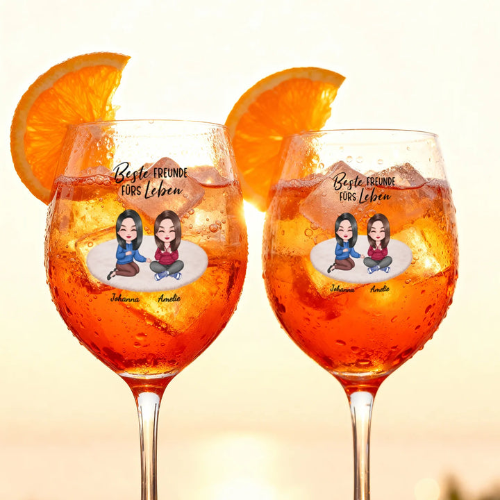 Personalisiertes Weinglas "Besties"