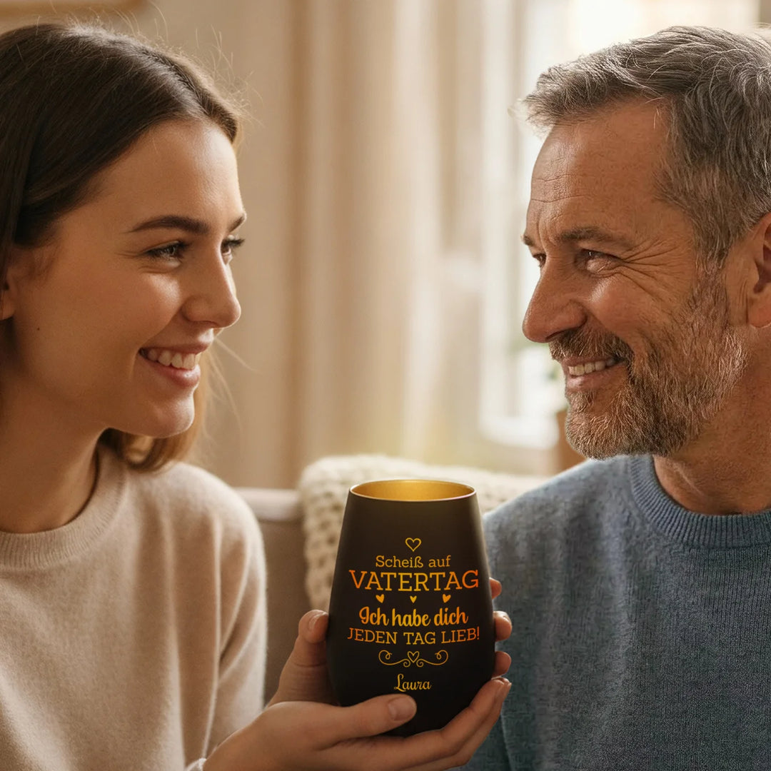 Personalisiertes Windlicht "Scheiß auf Vatertag”