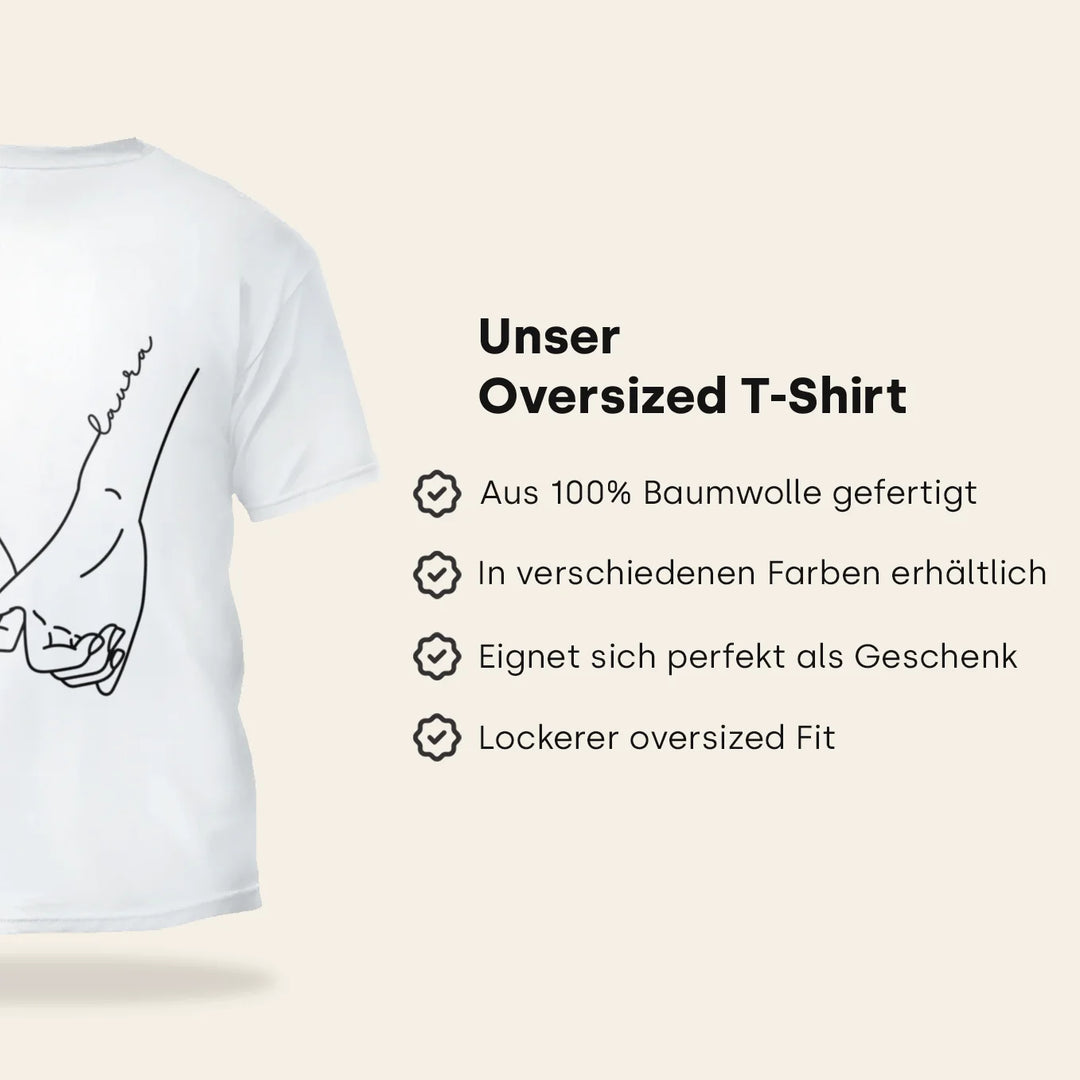 Personalisierte Partnerlook Oversized T-Shirts "Hände"