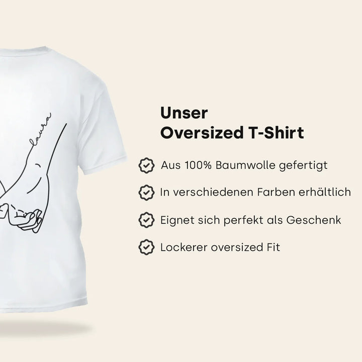 Personalisierte Partnerlook Oversized T-Shirts "Hände"