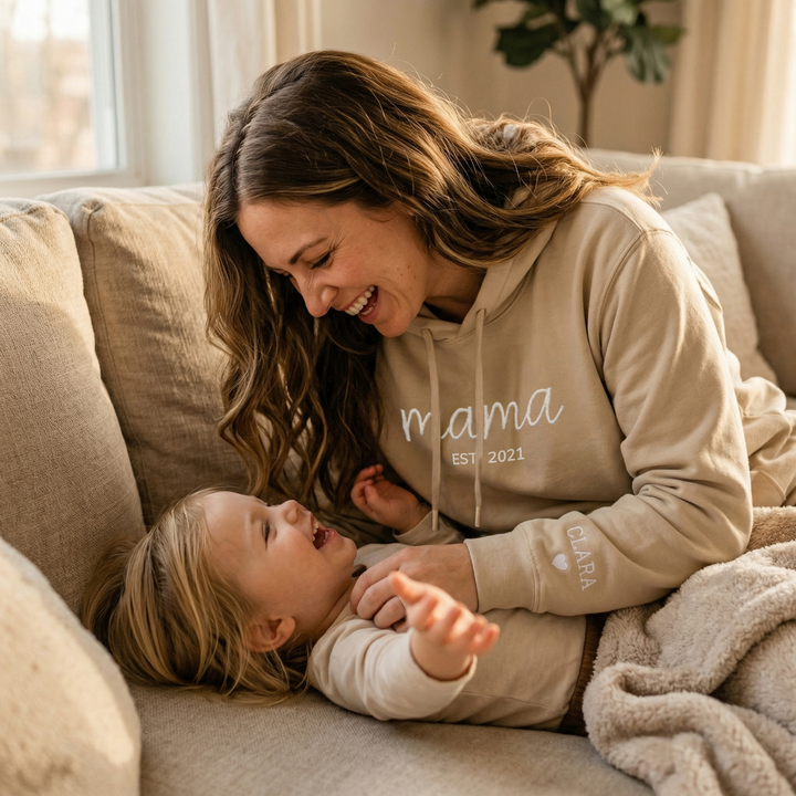 Personalisierter Hoodie bestickt "Mama Herz"
