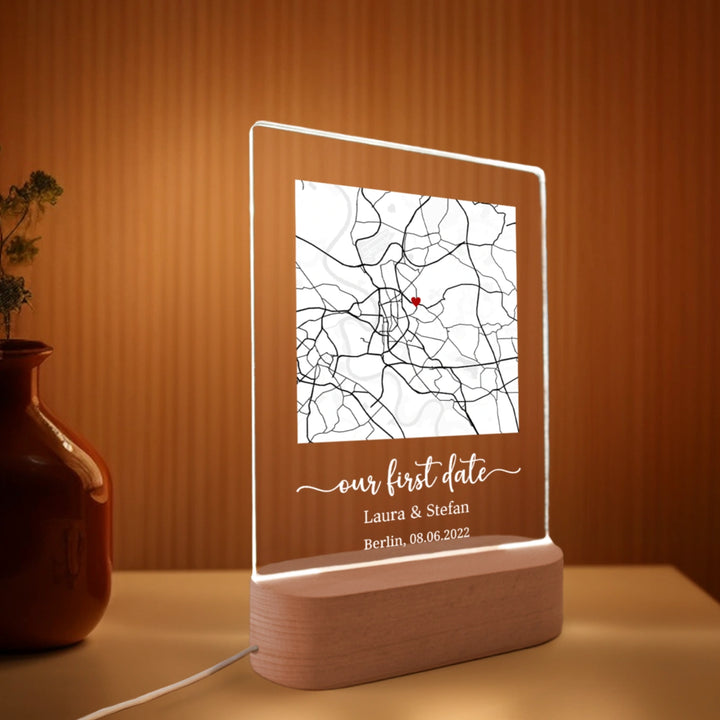 Personalisiertes Acryl-Licht "Herzensort" | Nachtlicht, Dekolicht, Glowlight