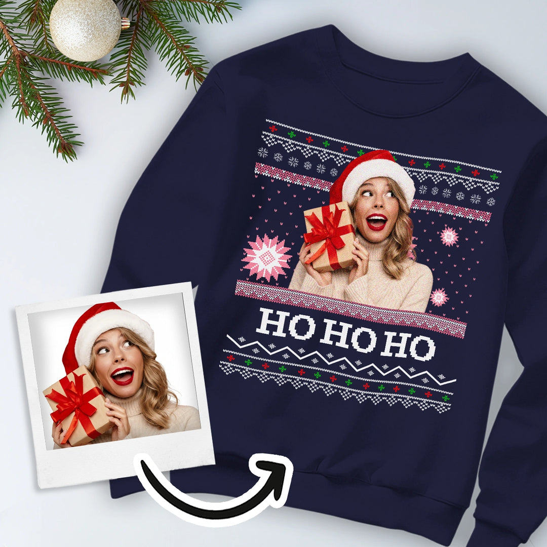Personalisierter Christmas Sweater "Ho Ho Ho"