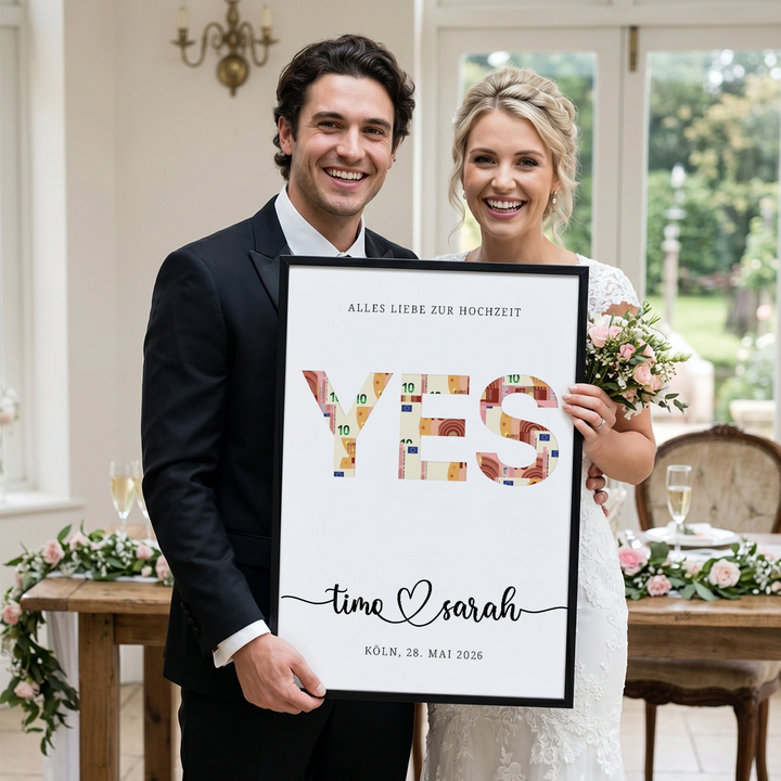 Personalisiertes Geldgeschenk zur Hochzeit "Yes"