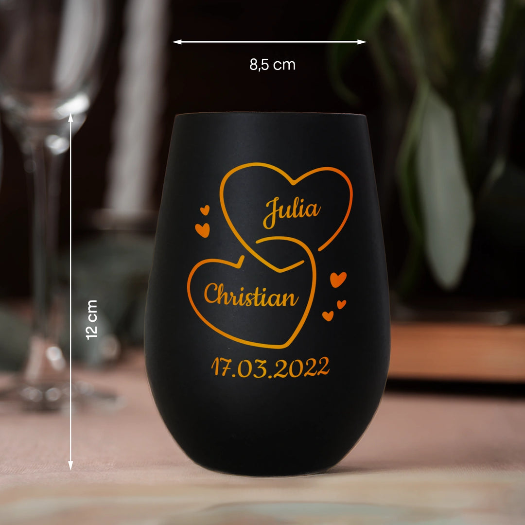 Personalisiertes Windlicht "Zwei Herzen"