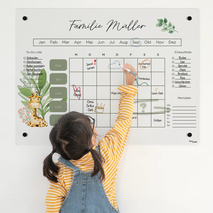 Personalisierter Wochenplaner Acryl "Familie"