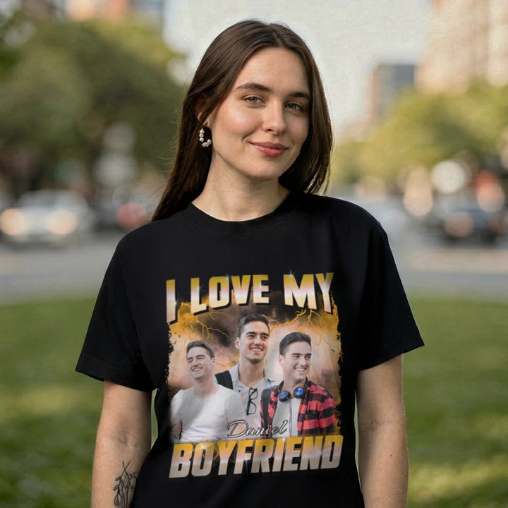 Personalisiertes Oversized T-Shirt Vintage Bootleg "Girlfriend"