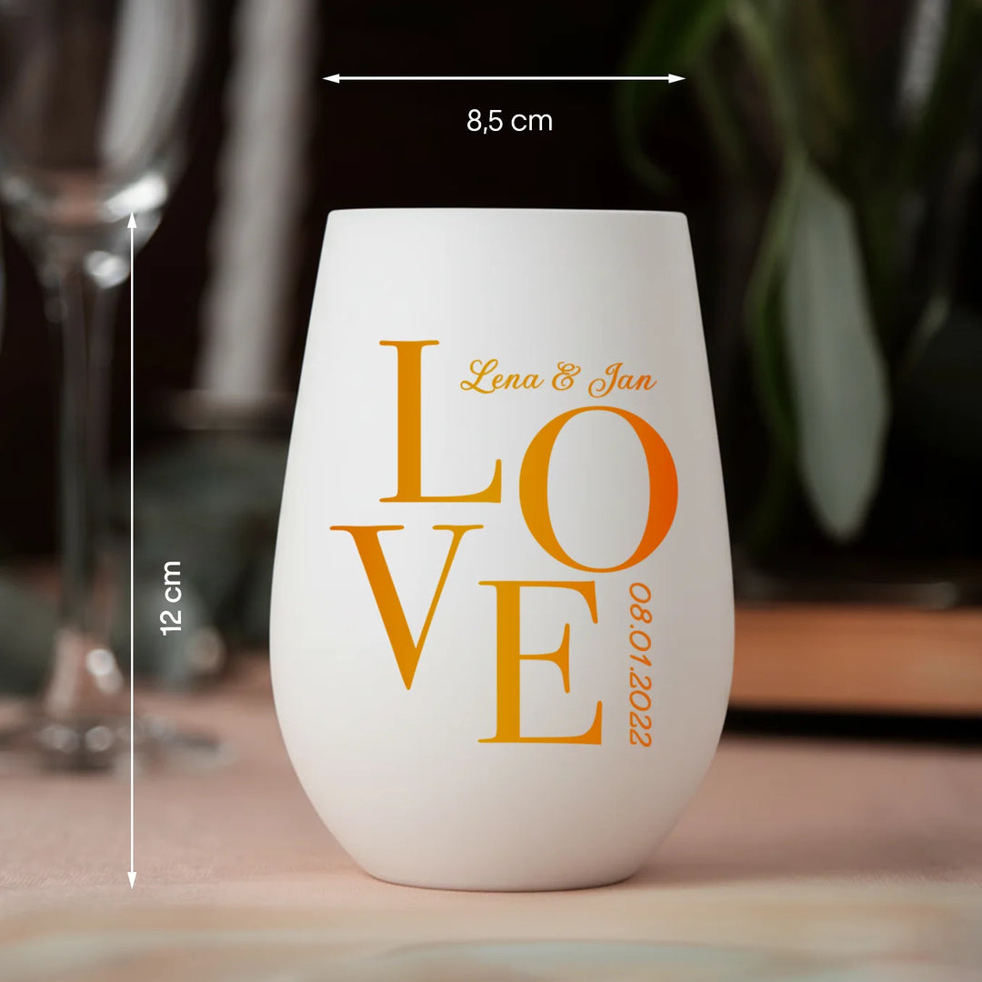 Personalisiertes Windlicht Weiß "Love"