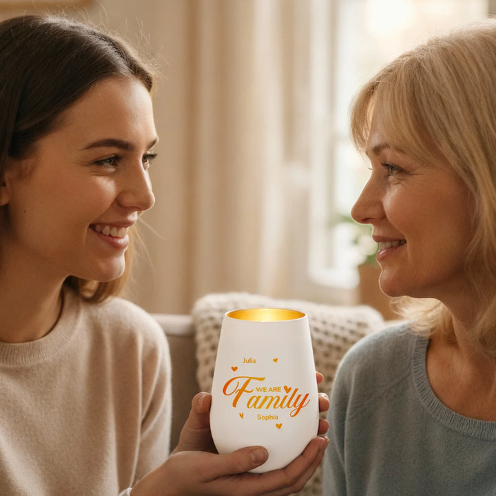 Personalisiertes Windlicht Weiß "Familie"