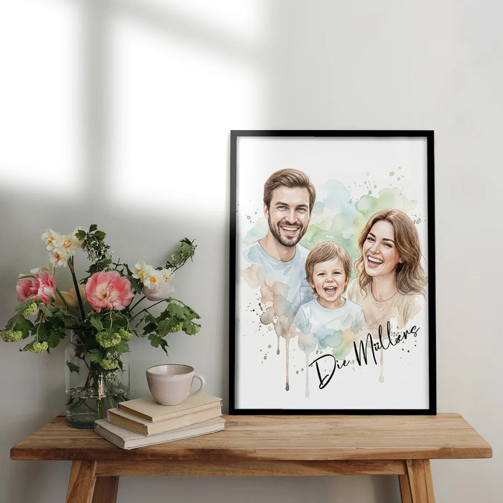 Personalisiertes Poster Familie "Wasserfarben"