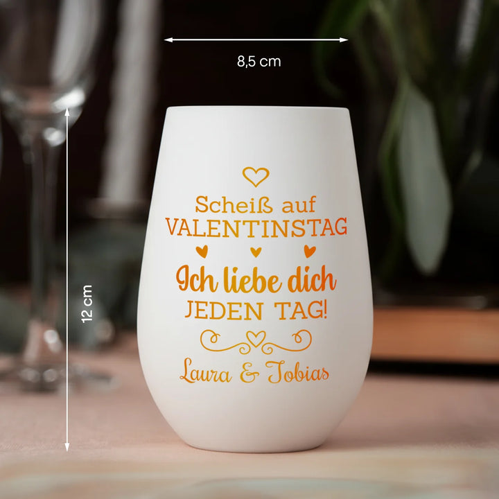Personalisiertes Windlicht Weiß "Valentinstag"