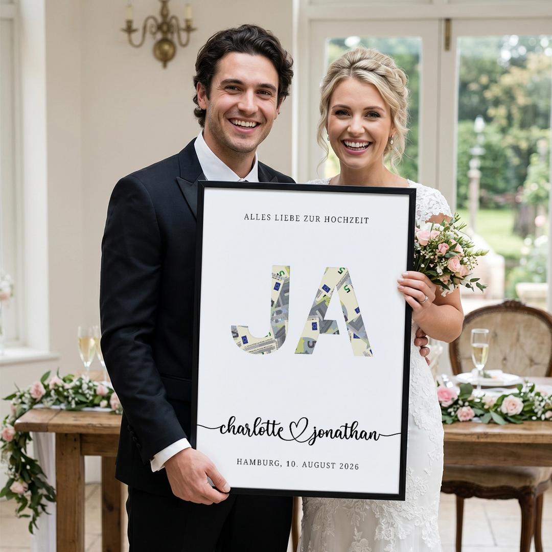 Personalisiertes Geldgeschenk zur Hochzeit "Ja"