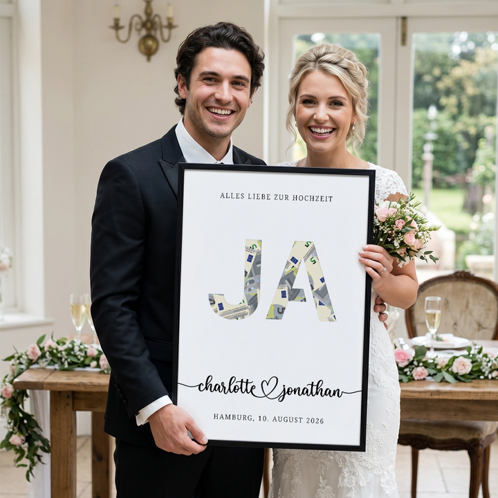Personalisiertes Geldgeschenk zur Hochzeit "Ja"