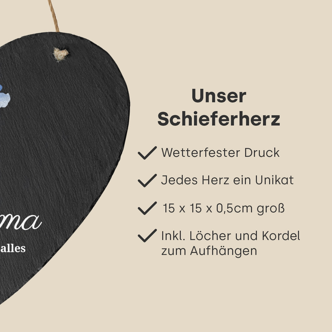 Personalisierte Schieferplatte "Blumen für Mama"